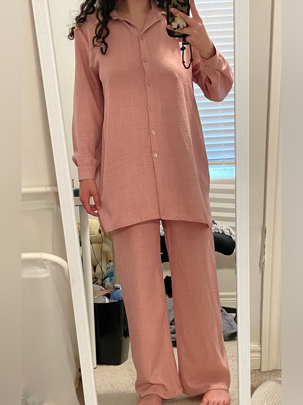 Women's Pink Button-Front Set